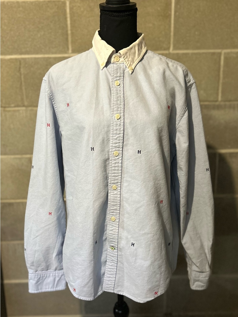 Tommy Hilfiger Light Blue Button-Down with White Contrast Collar